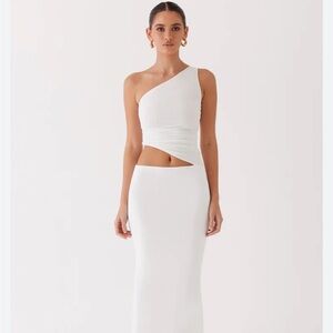 Peppermayo Seranella one shoulder maxi dress- white size US 4